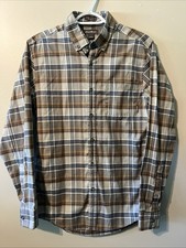 Men  s Eddie Bauer Classic Fit Plaid Blue Gray Long Sleeve Button Up Small