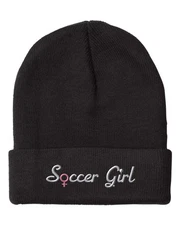 SOCCER GIRL Embroidery Embroidered Beanie Skully Hat Cap