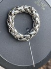 Vintage Silver Tone Braided Twisted Rope Circle Brooch Pin Jewelry — photo 7