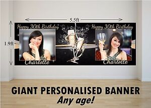 Photo 18th 21st 30th 40th 50th D017 Large Personalised Birthday Banner Name