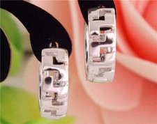 Cute New Small Sterling Silver Plated Shiny ZigZag Design Mini Hoop Earrings