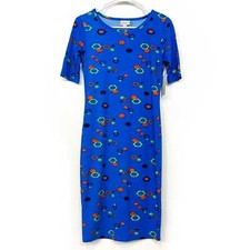 LuLaRoe Julia Bodycon Dress XS NWT Blue Abstract Women’s Short Sleeve