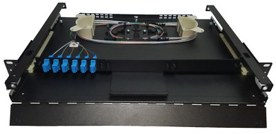 6 Fiber 1RU Rack Mount w/ 6 SC/UPC Simplex Adapters, Singlemode Pigtails & Tray