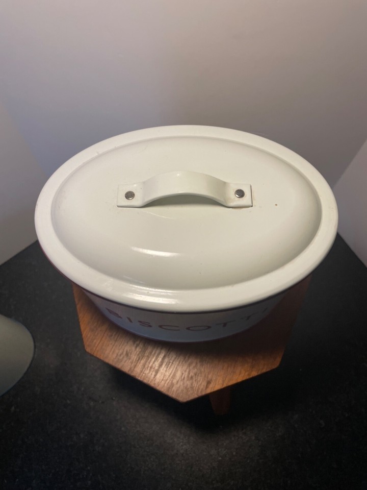 Small Biscotti Biscuit Tin Oval Shape Waitrose Collectible Vintage