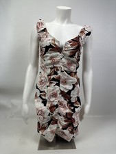 Express Ruched Bodycon Dress Floral Print Size S Sleeveless