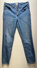 J.Crew Womens Straight Jeans Classic Button Fly Denim Stretch Size 30 Blue Solid