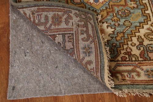 Geometric Heriiz Serapi Green Wool 10 ft Runner Rug Hand-made Hallway Rug 3x10 - Picture 8 of 19