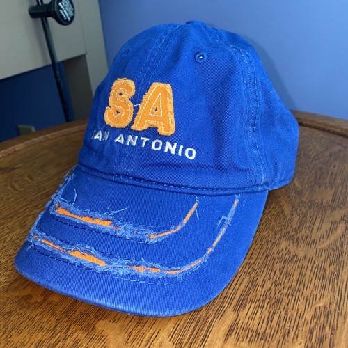 San Antonio Texas Distressed Hat (Royal Blue/Orange) One Size Adjustable - Photo 3/12