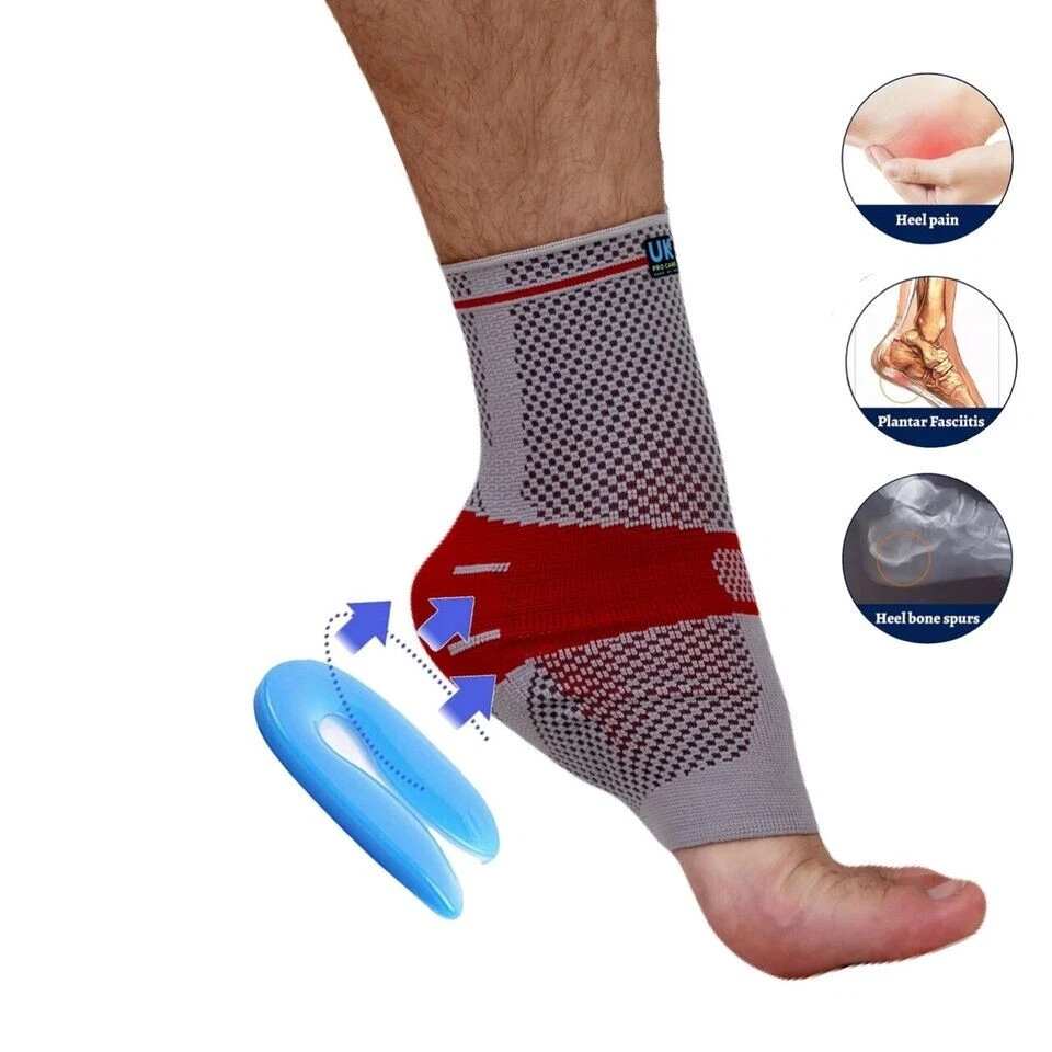 UK PRO CARE Heel Support Sleeves with Gel Pad for Plantar Fasciitis, Heel Pain Relief (Pair)
