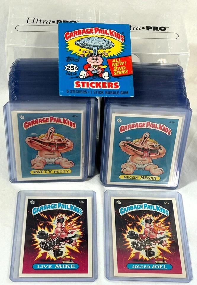 Juego de 84 tarjetas Topps Garbage Pail Kids 1985 segunda serie 2 OS2 como nuevo en Toploaders nuevos Foto 3 de 4