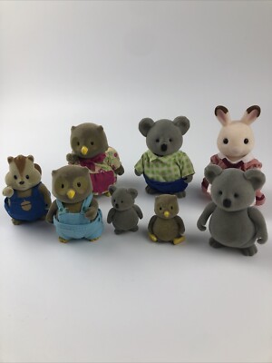 Lil Woodzeez Canberra Koala Bears, Owls, Chipmunk 8 Piece lot with bunny friend