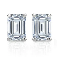 925 Sterling Silver  Lab Created 2.00CTTW Emerald Cut CZ Stud Earrings 7x5MM