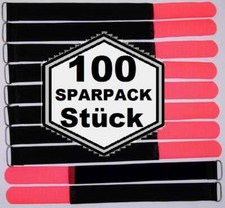 100x Cable Hook and Loop 30cm x 25mm Neon Red Hook and Loop Hook and Loop Cable Ties Tape Eyelet