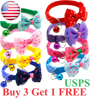 Nylon Cat Cute Collar with Bell bow tie for Cat Kitten puppy adjustable US