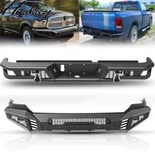 Steel Front+Rear Bumper w/LED Pod Lights+D Rings For 2013-2018 Dodge Ram 1500