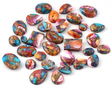 Pink Dahlia Copper Turquoise Cabochon Mix Shape Smooth Plain Calibrated Gemstone