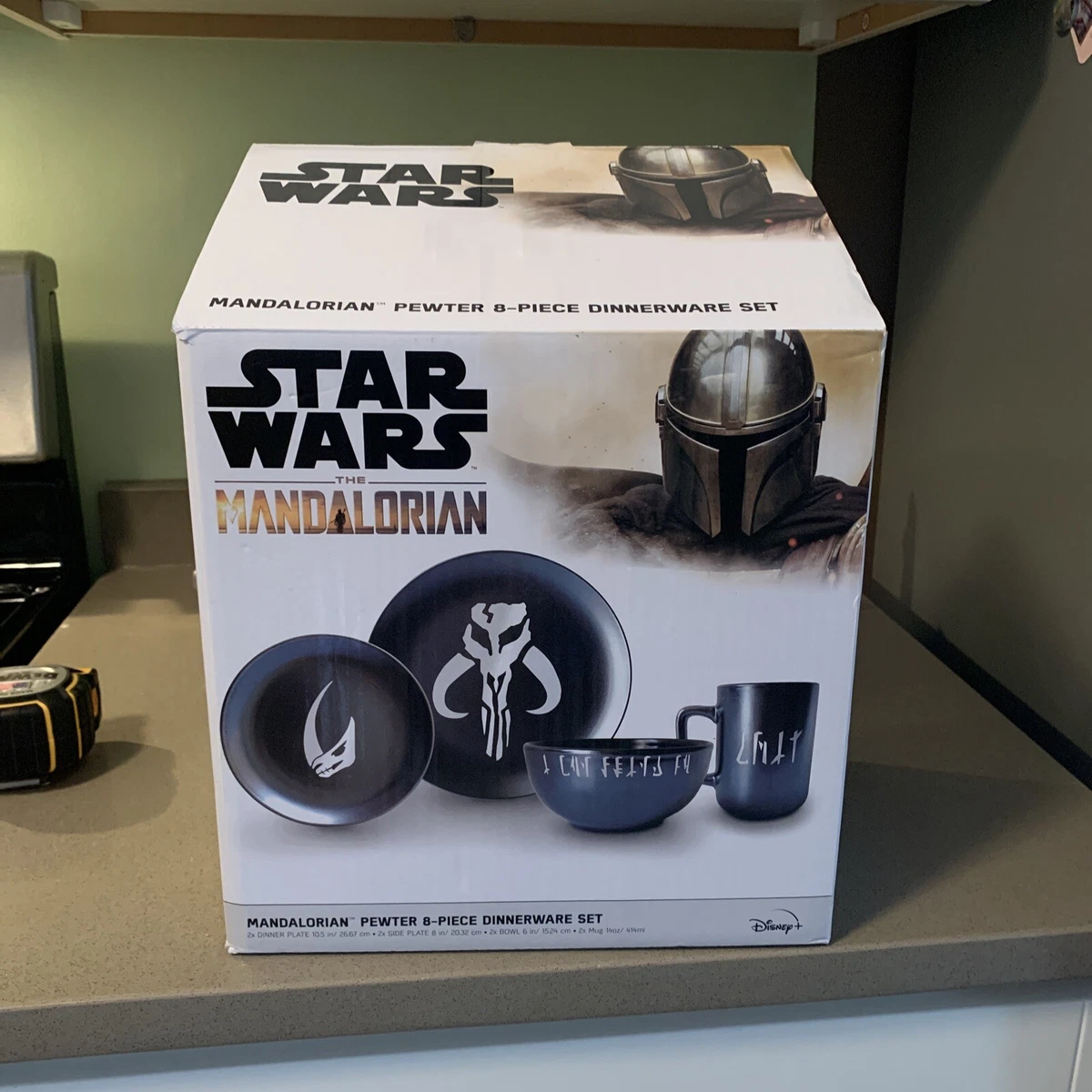 Disney Star Wars Mandalorian Pewter 8 Piece Dinnerware Dishes