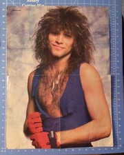 Vintage 1980 Double Sided Poster Jon Bon Jovi and Charlie Sheen Teen Magazine