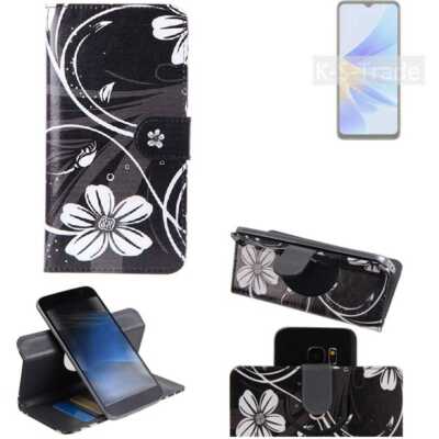 Für Oppo A17k 360° Schutz Hülle Wallet Case Design Blumen