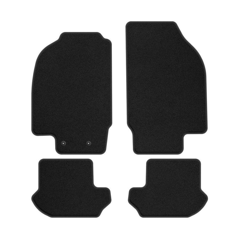 Jeu tapis de sol velours FO18-1 avec liseré cuir blanc pour Ford Ka I 2004-2008