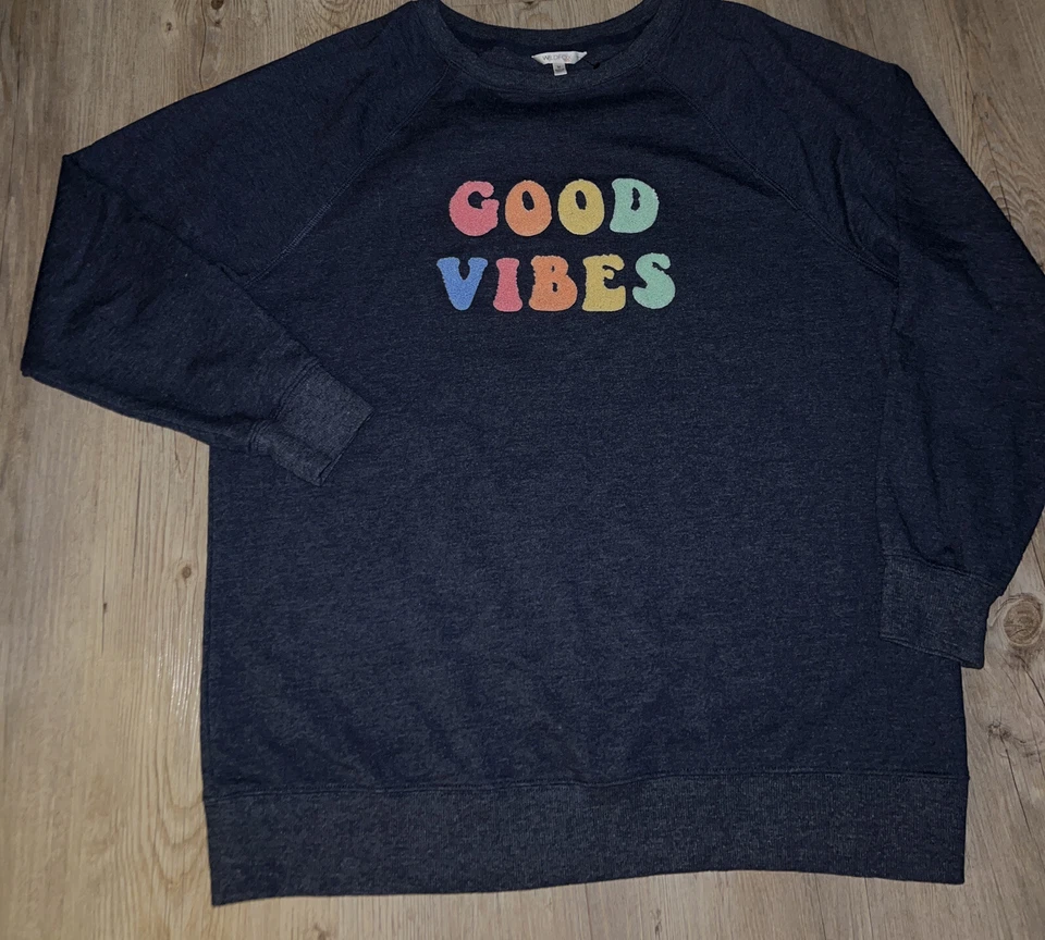 Sudadera Pullover Suelta Wildfox Para Mujer BUENAS VIBRACIONES Bordada Talla M Suéter Foto 2 de 4