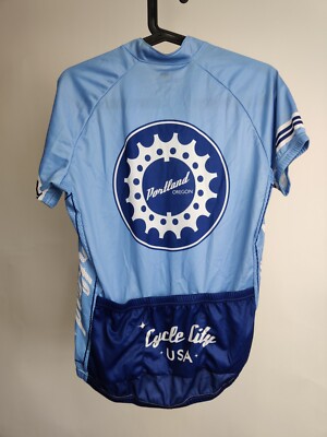 Chemise Cycliste Rétro Oregon Cities – Taille M, Homme/femme, Manches Courtes, Zip Intégral