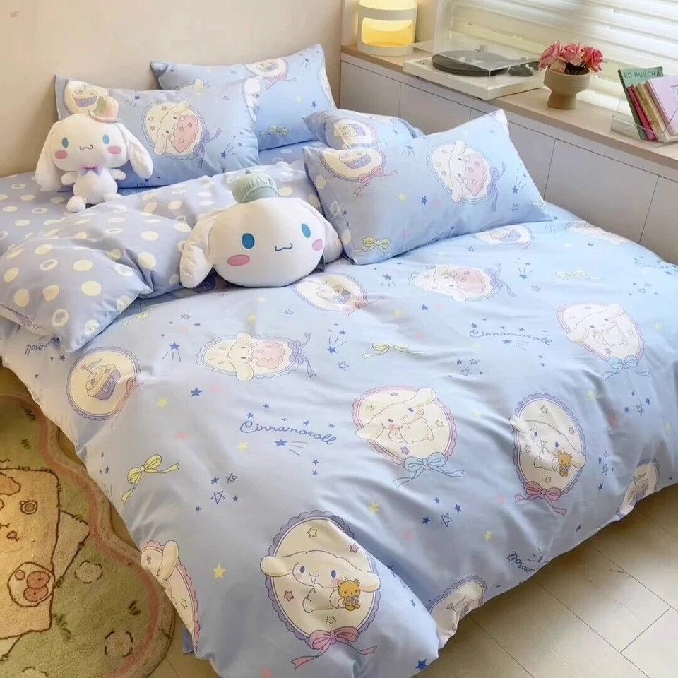 动漫 Cinnamoroll Kuromi Melody 床上用品床单被套枕套 3/4 件 — 第 2/4 张图片