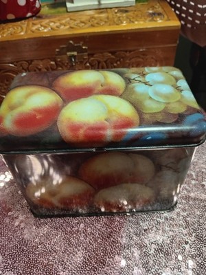 Tin Rectangle Fruit Design Box Multicolor Decorative Storage for All Occasions