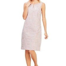 Talbots Red Blue Seersucker Madras- Inspired Patchwork Sleeveless Shift Dress 4