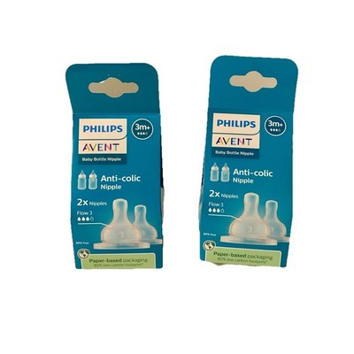 Philips Avent Anti Colic Nipples Flow 3 -  Lot Of 2 New