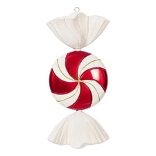 Vickerman 18.5" Plastic Flat Swirl Candy Christmas Ornament in Red/White