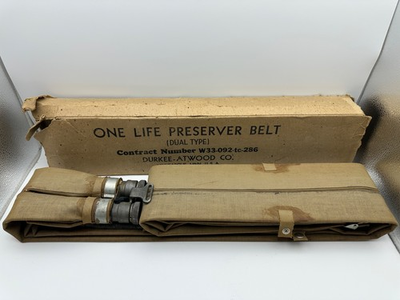 #ad Vintage Durkee Atwood USN Inflatable Life Preserver Belt WWII D Day Military NEW $230.00