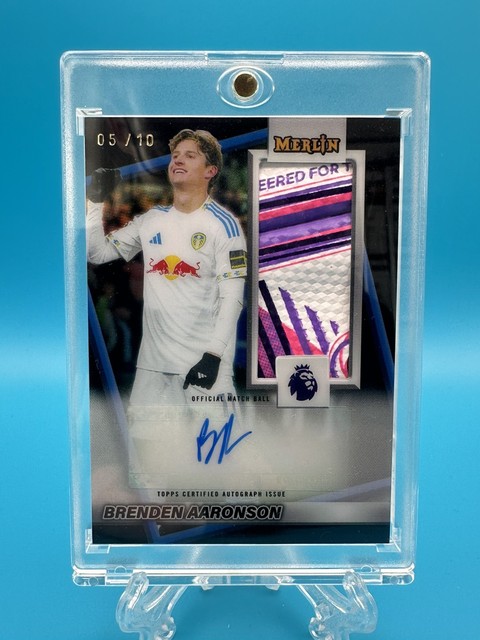 Brenden Aaronson /10 Match Ball Auto Topps Merlin Premier League 2026 Leeds