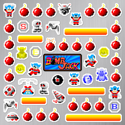 Bomb Jack Magnets Arcade Pixel Art 54 Magnet Pack