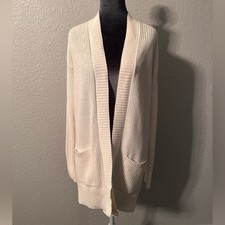 100 Cotton Cream Open Front Cardigan - Size S
