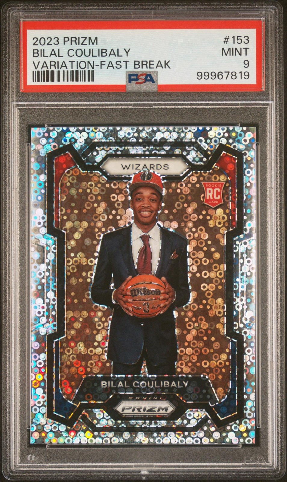 2023 Panini Prizm Rookie Variation Fast Break Prizm Bilal Coulibaly #153 PSA 9