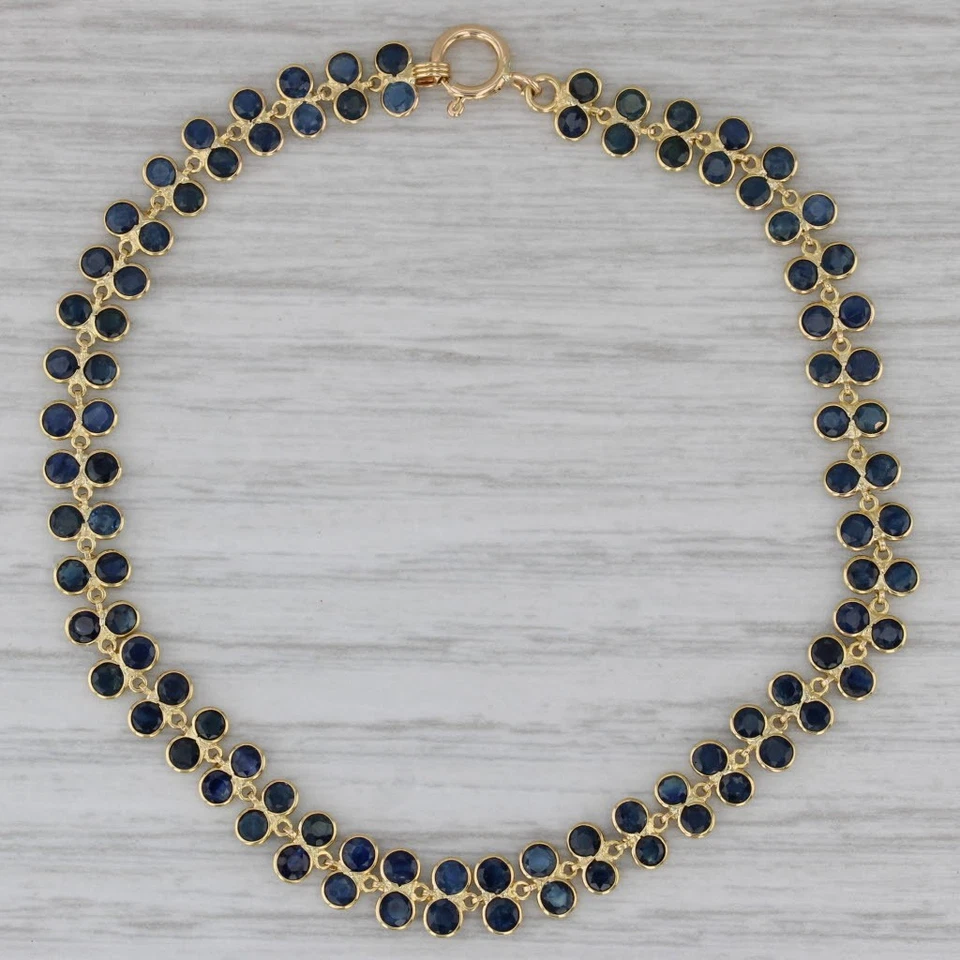 5ctw Blue Sapphire Tennis Bracelet 18k Yellow Gold 7.25" 5.5mm - Image 3 of 4