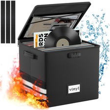 onvvippiv Large Vinyl Record Storage Box Fireproof Waterproof with Lock