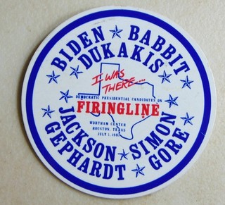 Biden Dukakis Gore 1988 Texas campaign pin button political
