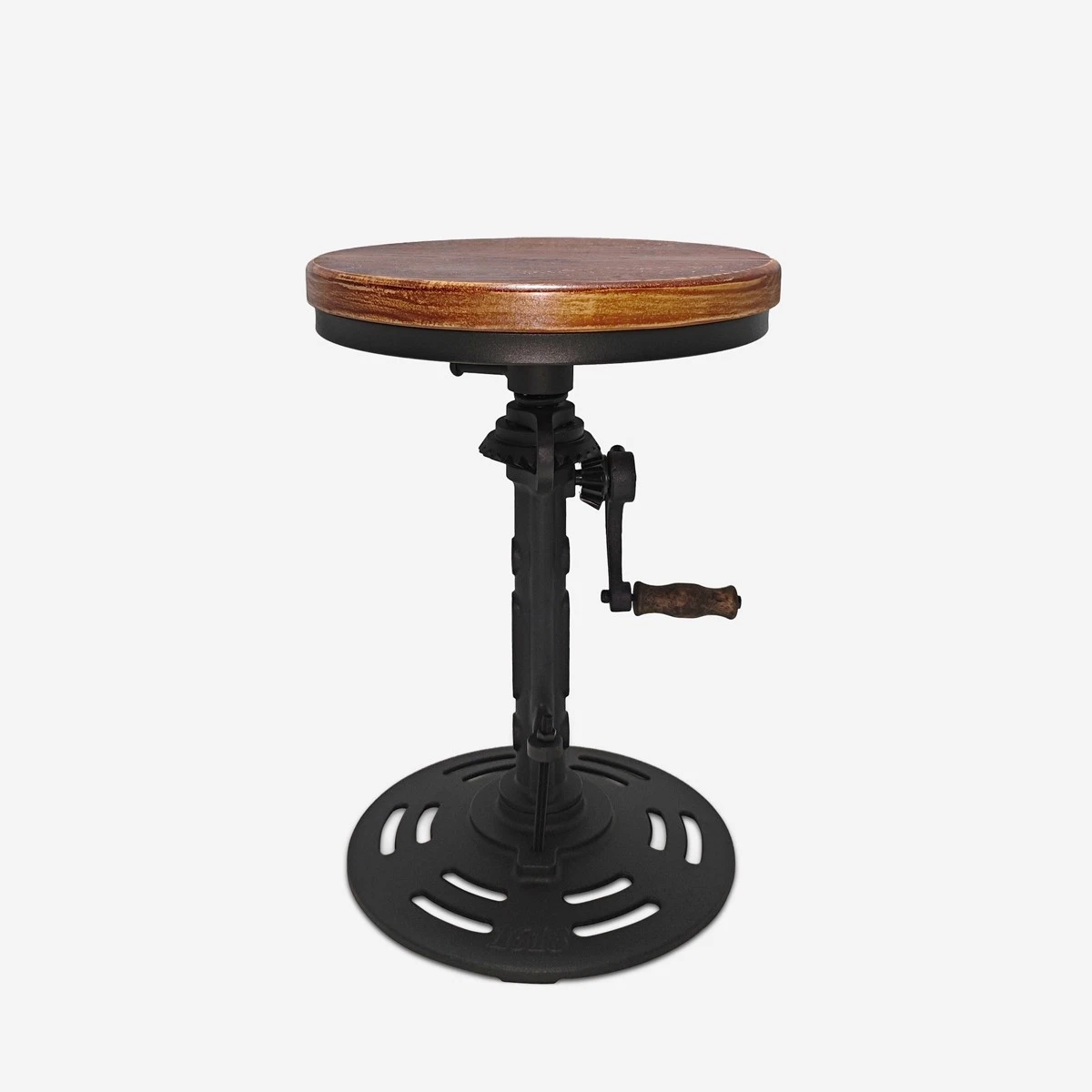 Paire De Tabourets De Bar Vintage Alain Ducasse – Chêne Et Acier – Marron