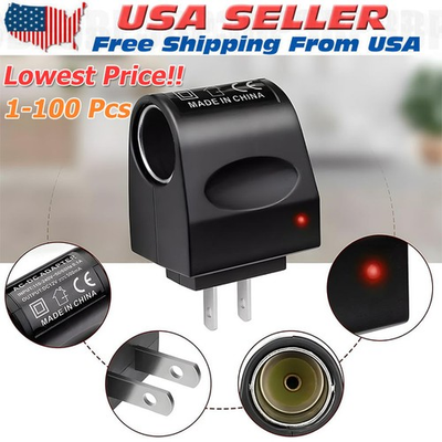 #ad 110V 240V AC Plug To 12V DC Car Cigarette Lighter Converter Socket Adapter Lot $174.87