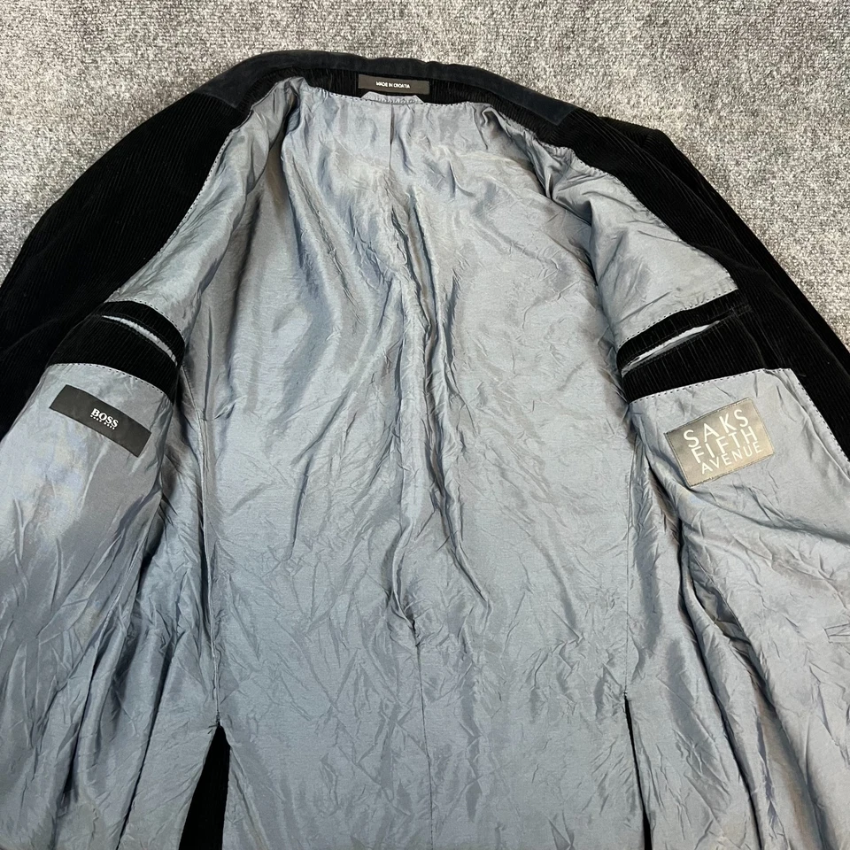 Blazer para hombre Hugo Boss Saks Fifth Ave pana negra 2 botones algodón talla 42R Foto 4 de 4