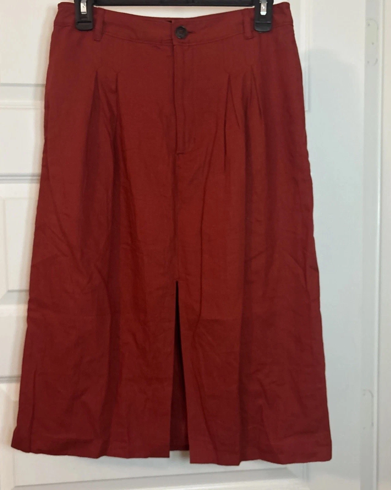 Banana Republic Red Linen Blend Pencil Skirt SZ 8 Front Slit Pleated Career NWT
