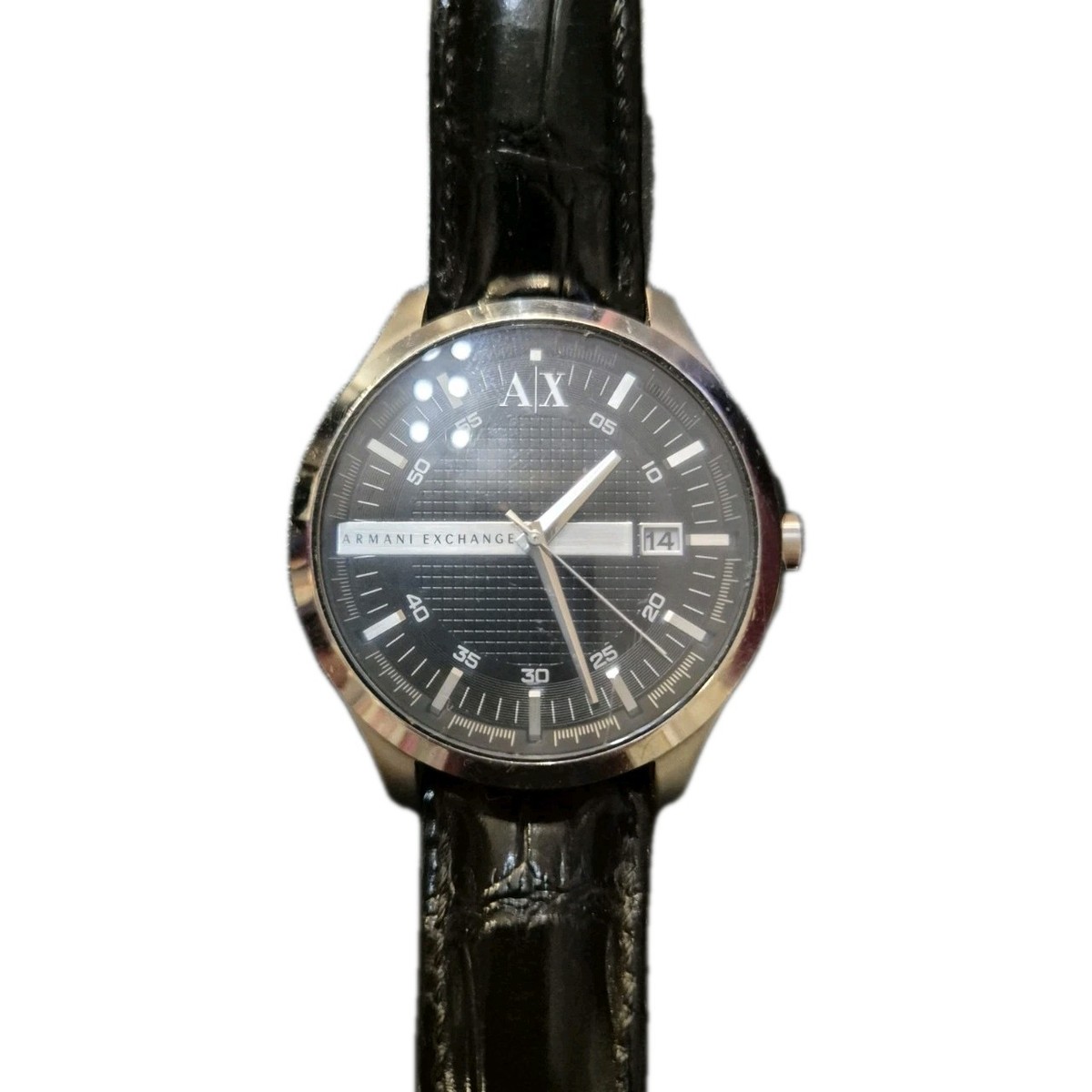 Armani Exchange AX2101 Hampton Men's Gents 46mm Black Dial Leather Strap  Watch