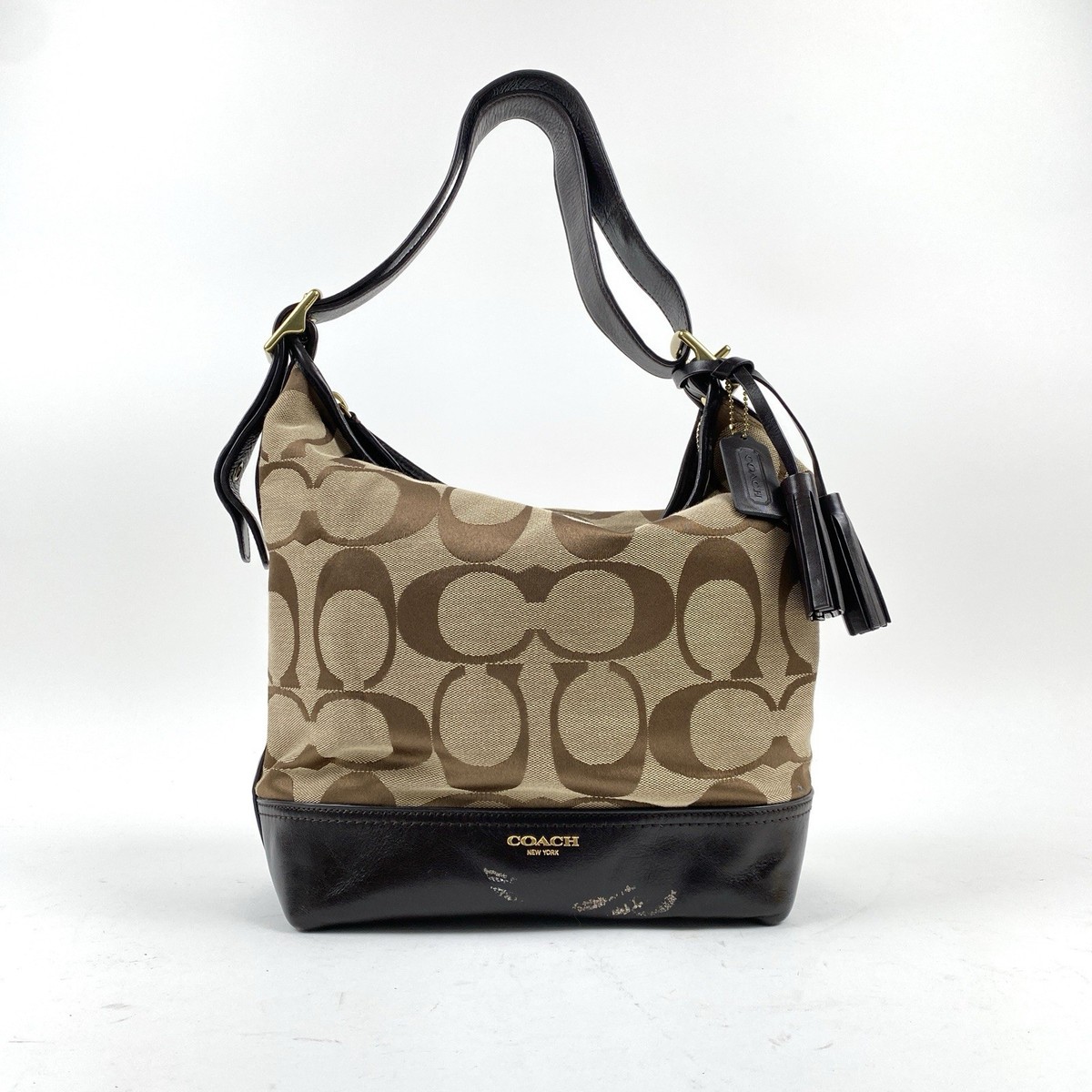 Coach Legacy Signature Logo Hobo Bag Shoulder Bag w/Tassel 21149