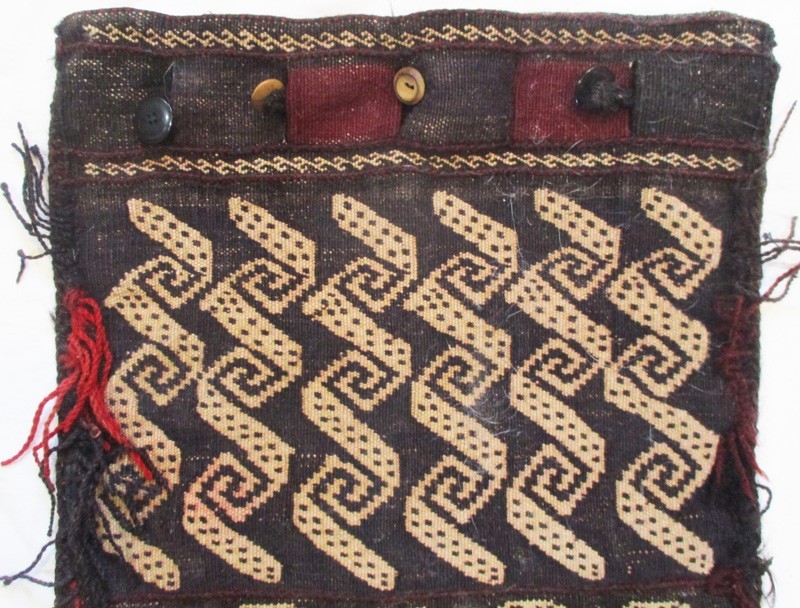 ANTIQUE TRIBAL ETHNOGRAPH HAND WOVEN MULTICOLOR WOOL GEOMETRIC PILLOWCASE POUCH
