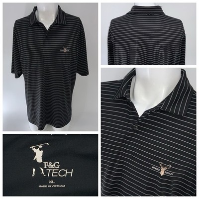Fairway & Greene Tech Polo Men s XL Black White Stripe Boone Valley GC YGI U5-98