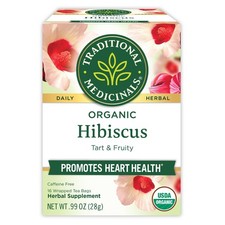 Traditional Medicinals Organic, Hibiscus Tea - Supports Normal Pack of 1, Red 