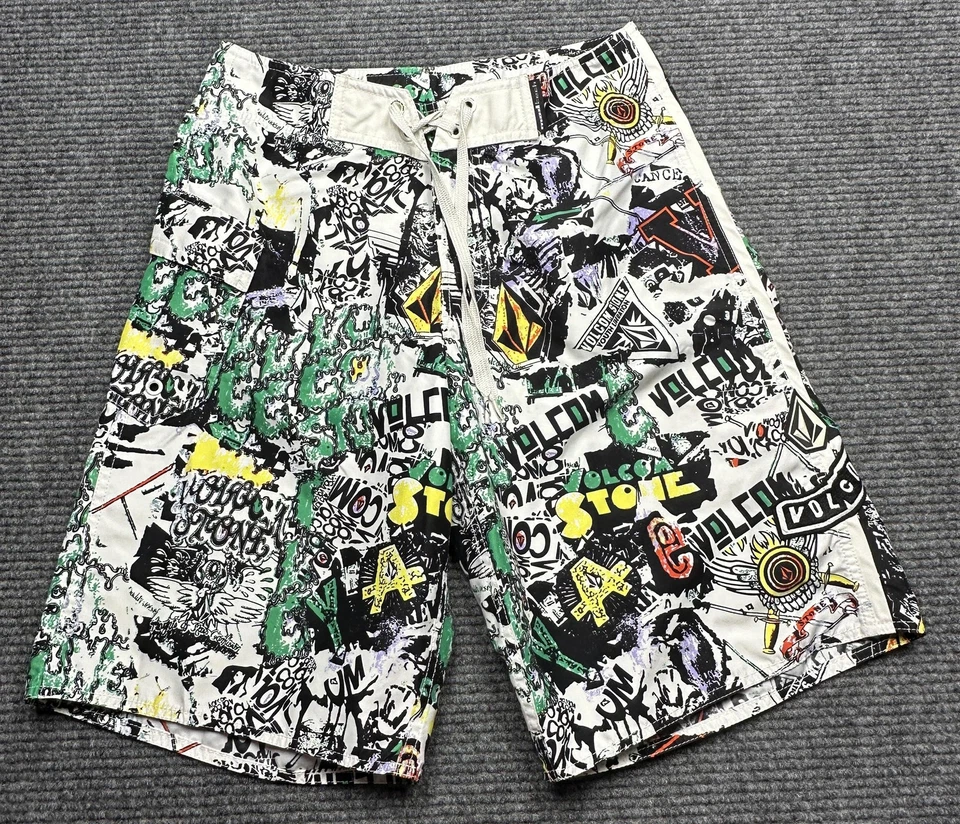 Volcom Shorts Herren klein weiß bunt Boardshorts Graffiti Grafik Surf
