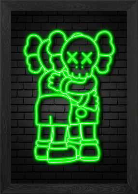 neon kaws gerahmtes Wandbild Poster Leinwanddruck Bild